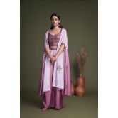 Pink Embroidered Chinnon Party Wear Palazzo