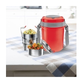 Milton Electron Stainless Steel Tiffin Box Set, 360 ml/158 mm, Set of 4, Red