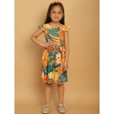 MINI & MING Girls Floral Print Cold-Shoulder Fit & Flare Dress