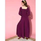 JASH CREATION Polyester Solid Full Length Womens Side Slit Dress - Magenta ( Pack of 1 ) - None