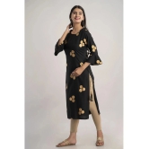 MAUKA - Black Rayon Womens Straight Kurti ( Pack of 1 ) - None