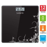 Healthgenie Electronic Digital Weighing Machine Bathroom Weighing Scale-Black ;Max Weight:180 Kgs