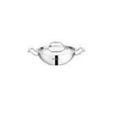 Bergner Argent Mini Tri-Ply Kadhai with Lid | Gas & Induction Compatible | Silver 1.1 Litre