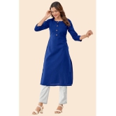 Glomee - Blue Cotton Womens Straight Kurti ( Pack of 1 ) - None