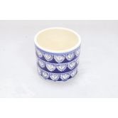 Khurja Pottery Indoor Pot Pipe Shape Navy Blue Colour Small Size 4 Inches