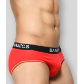 BASIICS By La Intimo Cotton Blend Mens Briefs ( Red ) - M