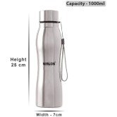 Nirlon Stainless Steel Single Wall Diamond Cut Water Bottle/ Fridge Refrigerator Bottle/ 100% Leak Proof/ Office Bottle/ School Bottle, 1000 ML, Set of 2 - Others