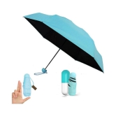 Not Available Designer Ultra Mini UV Coated 4-Fold Travel Capsule Umbrella, (Best for Gifting Purpose and Best fit for Kids) 85 cm Sky Blue - Blue