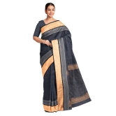 Handwoven Tussar Silk Jaquard Saree - Black