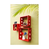 Wooden Floating Wall Shelves Set of 3-Red