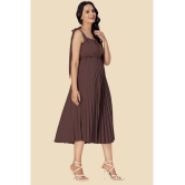 Glomee Crepe Solid Midi Womens Fit & Flare Dress - Brown ( Pack of 1 ) - None