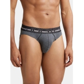 Jockey US17 Men Super Combed Cotton Rib Solid Brief - Charcoal Melange (Pack of 2) - None