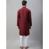 Mens Maroon Cotton Silk Mirror Work Kurta Pyjama-XL / Maroon