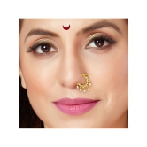 Traditional Maharashtrian Style Gold Plated Nath Nose Ring For Women And Girls - Off White