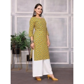 Rangita Women Cotton Mustard Printed Knee Length Straight Kurti - None