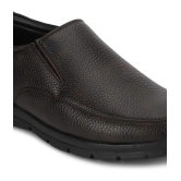 UrbanMark Men Comfortable Round-Toe Faux Leather Slip On Formal Shoes- Brown - None