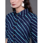 Antaran Cotton Striped Shirt Style Womens Kurti - Blue ( Pack of 1 ) - None