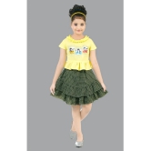 Coxxup Yellow Crepe Girls Top With Skirt ( Pack of 1 ) - None