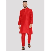 Maharaja - Red Silk Regular Fit Mens Kurta Pyjama Set ( Pack of 1 ) - None