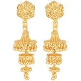 VIVASTRI Golden Jhumki Earrings ( Pack of 1 ) - Golden