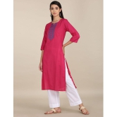 Karigari - Pink Cotton Women's Straight Kurti ( Pack of 1 ) - None