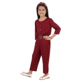 Kids Cave - Maroon Rayon Girls Jumpsuit ( Pack of 1 ) - None