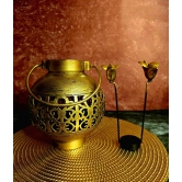 GOLDEN ORB LANTERN-9x7x7 / golden / metal