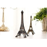 Lucky Handicraft - Handicraft Metal Combo Pack Paris Eiffel Tower & Burj Khalifa for Home Decoration, Metallic Color, 12 cm Height