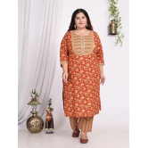 Swasti Cotton Printed Straight Womens Kurti - Orange ( Pack of 1 ) - None