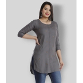 HIGHLIGHT FASHION EXPORT - Dark Grey Viscose Womens Straight Kurti ( Pack of 1 ) - S