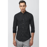 Men Black Super Slim Fit Print Full Sleeves Casual Shirt