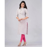 MAUKA Cotton Printed Straight Womens Kurti - White ( Pack of 1 ) - None