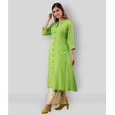 MAUKA - Green Rayon Womens Front Slit Kurti ( Pack of 1 ) - M