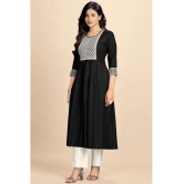 Glomee Rayon Embroidered Straight Women's Kurti - Black ( Pack of 1 ) - None