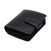 Tough Women Casual Black Genuine Leather Wallet - Regular Size (11 Card Slots) - Black