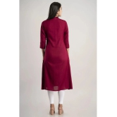 MAUKA - Maroon Rayon Womens Front Slit Kurti ( Pack of 1 ) - None