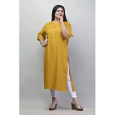 Swasti Cotton Blend Printed Straight Womens Kurti - Mustard ( Pack of 1 ) - None