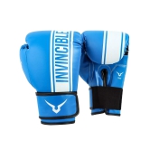 Invincible Tejas Fitness Training Synthetic Leather Gloves-Blue / 8 OZ
