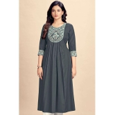 Glomee Rayon Embroidered Flared Women's Kurti - Grey ( Pack of 1 ) - None