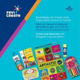 Fevicreate Art &  Craft Kit, All in One DIY Crafting Kit for Children, Back to School Bag Includes a Sling Bag with Assorted Colours, Canvas, Activity Book |Best Gift for Boys &  Girls Ages 514