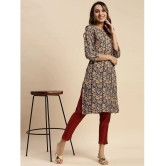 Rangita Women 100% Rayon Navy Floral Printed Knee Length Straight Kurti - None