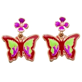  Red Enameled Butterfly Drop Earrings