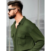 Stripe Textured Olive Full Sleeve Shirt-XL / Olive