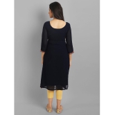 JASH CREATION - Black Georgette Womens Straight Kurti ( Pack of 1 ) - None