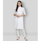 NUEVOSDAMAS - White Cotton Blend Womens Straight Kurti - L