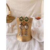 Daiwika dual tone silver earring with kundan