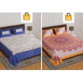 Bedsheet Adda-Combo Queen Size (90*100inches)-Jaipuri Double Bedsheet With 2 Matching Pillow Covers-RJ-14-COM-290