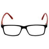 Hrinkar Trending Eyeglasses: Red and Black Rectangle Optical Spectacle Frame For Men & Women |HFRM-BK-RD-11