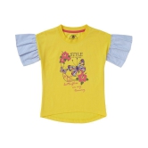 Cub McPaws Girls Graphic Print Cotton Jersey T Shirt (Yellow, Pack of 1) - None