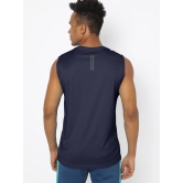 Men Dark Navy Textured Sleeveless Sports T-shirt